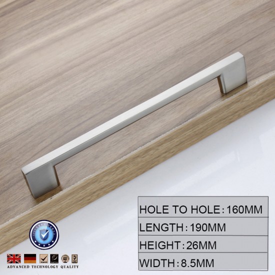 Brushed Nickel Kitchen Door Cabinet Drawer Handle Pulls 96MM 128 160 192 224MM Brushed Nickel Kitchen Door Cabinet Drawer Handle Pulls 96MM 128 160 192 224MM