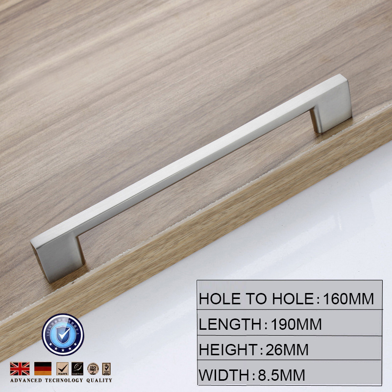 Brushed Nickel Kitchen Door Cabinet Drawer Handle Pulls 96MM 128 160 192 224MM Brushed Nickel Kitchen Door Cabinet Drawer Handle Pulls 96MM 128 160 192 224MM