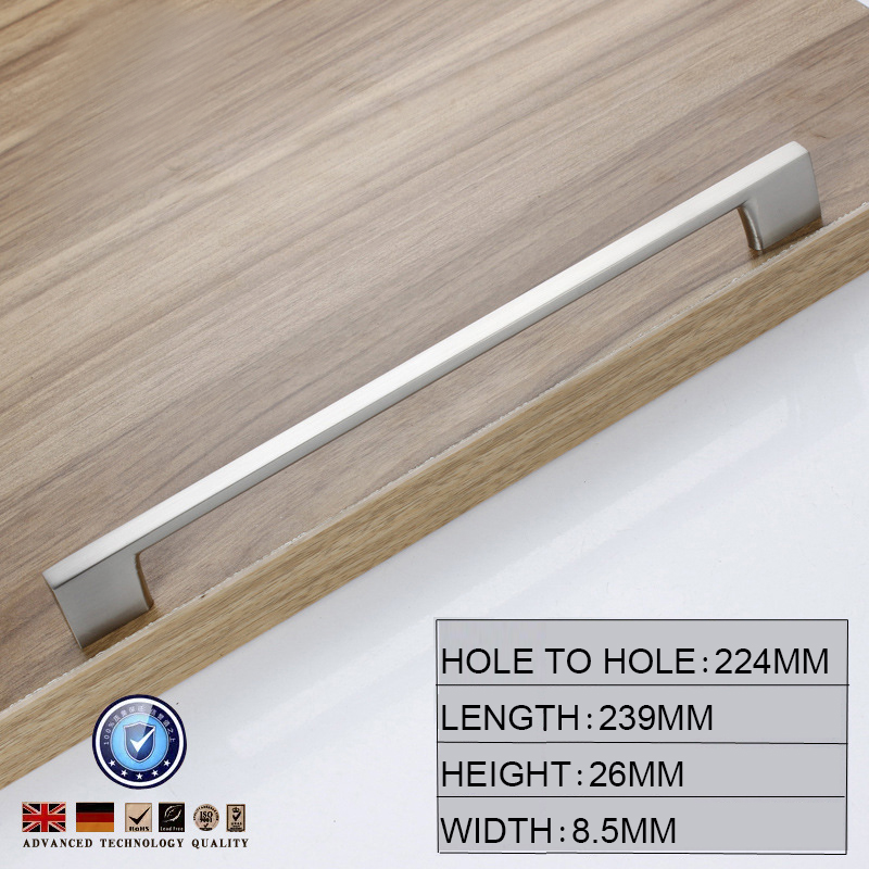 Brushed Nickel Kitchen Door Cabinet Drawer Handle Pulls 96MM 128 160 192 224MM Brushed Nickel Kitchen Door Cabinet Drawer Handle Pulls 96MM 128 160 192 224MM