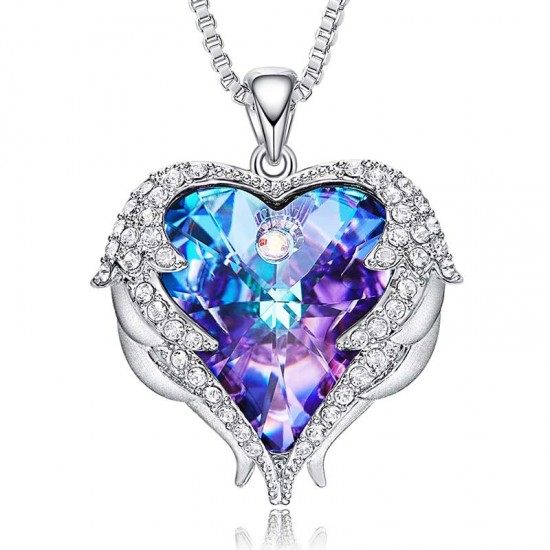 Women Angel Wing Swarovski Crystal Pendant Necklace Heart of Ocean Women Angel Wing Swarovski Crystal Pendant Necklace Heart of Ocean