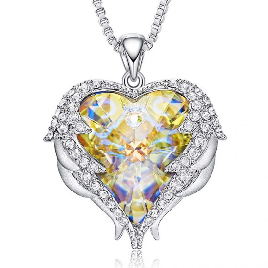 Women Angel Wing Swarovski Crystal Pendant Necklace Heart of Ocean Women Angel Wing Swarovski Crystal Pendant Necklace Heart of Ocean