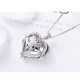 Women Angel Wing Swarovski Crystal Pendant Necklace Heart of Ocean