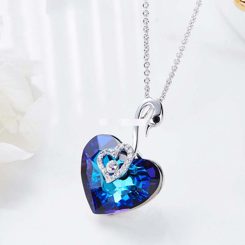 Made With Swarovski Necklace Pendant Silver Jewelry Swan Shape Made With Swarovski Necklace Pendant Silver Jewelry Swan Shape