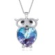Made With Swarovski Necklace Pendant Silver Jewelry Owl Shape Made With Swarovski Necklace Pendant Silver Jewelry Owl Shape