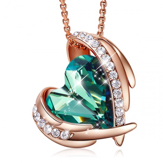Angel 18K Rose Gold Plated Pendant Necklaces Women Made With Swarovski Necklace Heart Jewelry Angel 18K Rose Gold Plated Pendant Necklaces Women Made With Swarovski Necklace Heart Jewelry