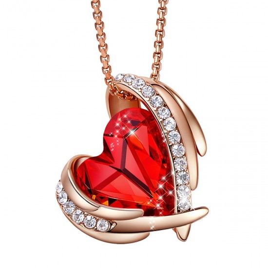 Angel 18K Rose Gold Plated Pendant Necklaces Women Made With Swarovski Necklace Heart Jewelry Angel 18K Rose Gold Plated Pendant Necklaces Women Made With Swarovski Necklace Heart Jewelry