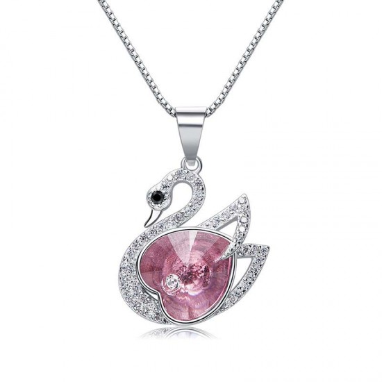 Made With Swarovski Necklace Pendant Silver Jewelry Swan Made With Swarovski Necklace Pendant Silver Jewelry Swan