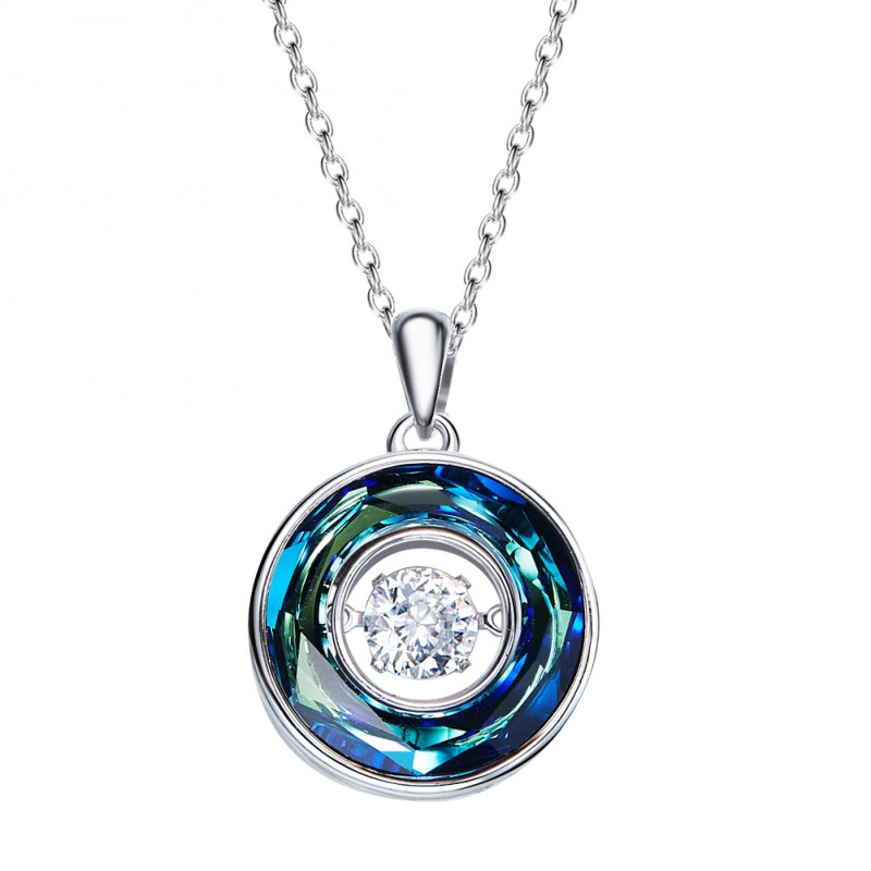 Women White Gold Plated Made With Swarovski Crystal Pendant Necklace Women White Gold Plated Made With Swarovski Crystal Pendant Necklace