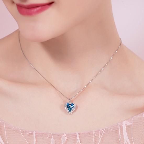 Women Angel Wing Made With Swarovski Crystal Pendant Necklace 925 silver Women Angel Wing Made With Swarovski Crystal Pendant Necklace 925 silver