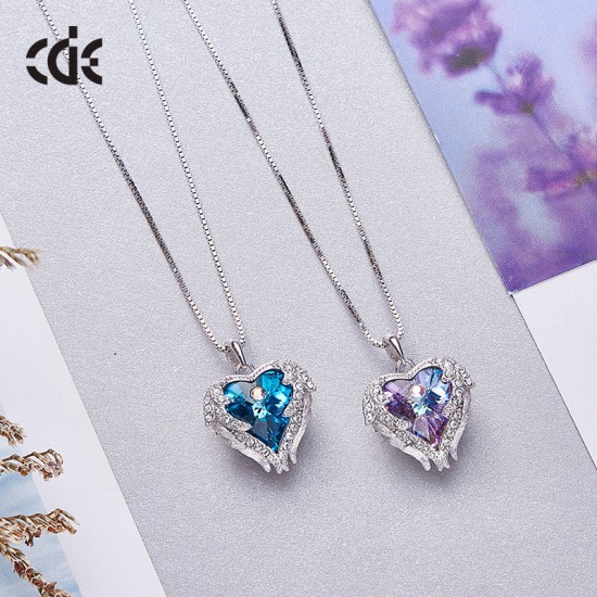 Women Angel Wing Made With Swarovski Crystal Pendant Necklace 925 silver Women Angel Wing Made With Swarovski Crystal Pendant Necklace 925 silver