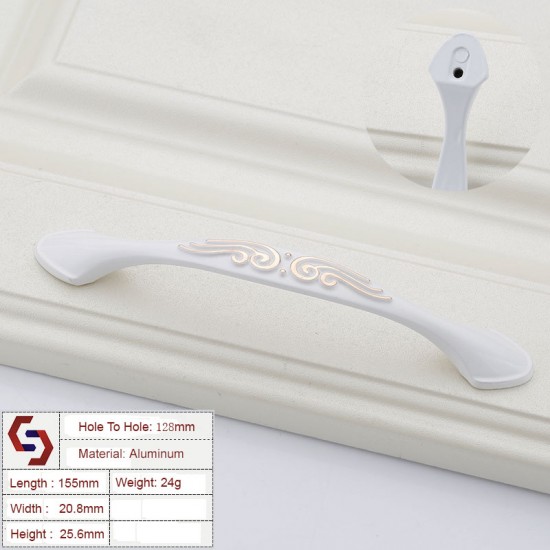 Aluminium White Kitchen Cabinet Handles Bar Drawer Handle Pull 96 128MM Aluminium White Kitchen Cabinet Handles Bar Drawer Handle Pull 96 128MM
