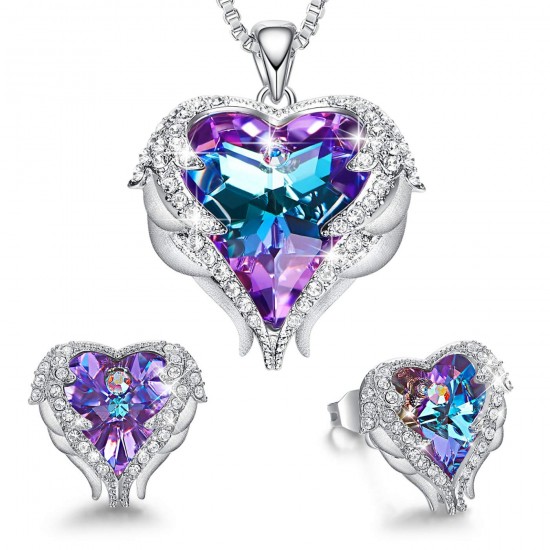 Women Angel Wing Made with Swarovski Crystal Pendant Necklace Heart of Ocean Women Angel Wing Made with Swarovski Crystal Pendant Necklace Heart of Ocean