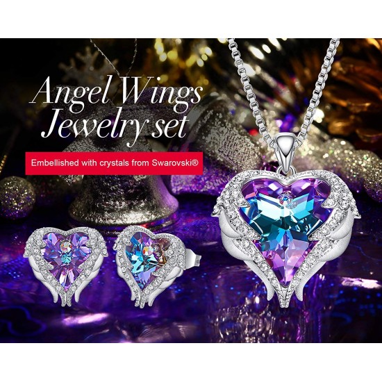 Women Angel Wing Made with Swarovski Crystal Pendant Necklace Heart of Ocean Women Angel Wing Made with Swarovski Crystal Pendant Necklace Heart of Ocean
