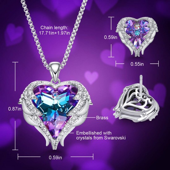 Women Angel Wing Made with Swarovski Crystal Pendant Necklace Heart of Ocean Women Angel Wing Made with Swarovski Crystal Pendant Necklace Heart of Ocean