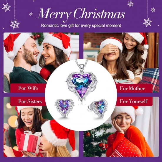 Women Angel Wing Made with Swarovski Crystal Pendant Necklace Heart of Ocean Women Angel Wing Made with Swarovski Crystal Pendant Necklace Heart of Ocean