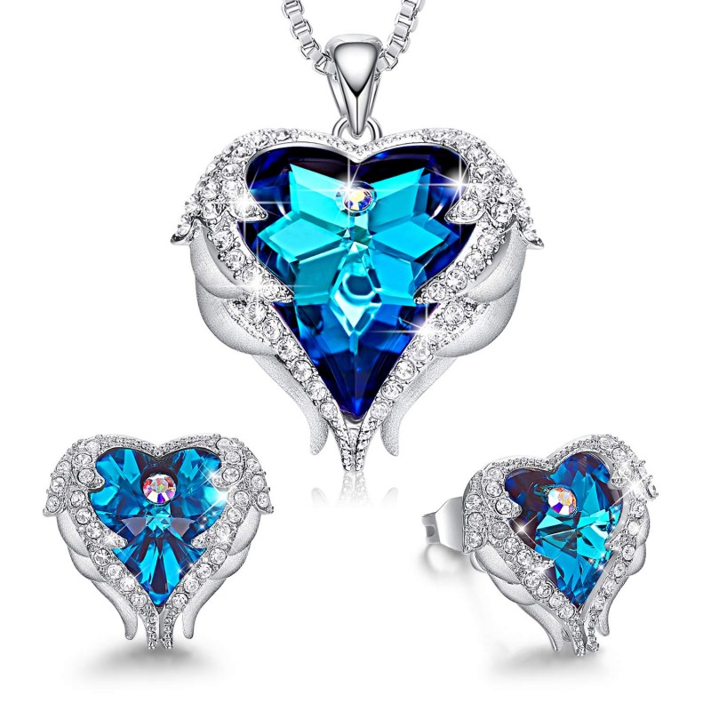 Women Angel Wing Made with Swarovski Crystal Pendant Necklace Heart of Ocean Women Angel Wing Made with Swarovski Crystal Pendant Necklace Heart of Ocean
