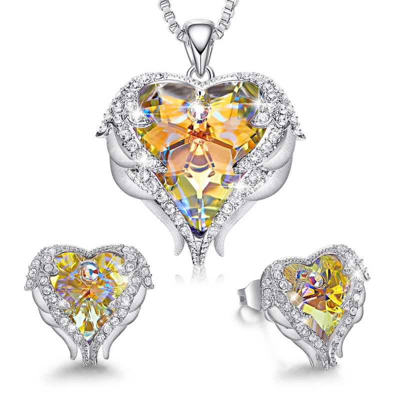 Women Angel Wing Made with Swarovski Crystal Pendant Necklace Heart of Ocean Women Angel Wing Made with Swarovski Crystal Pendant Necklace Heart of Ocean