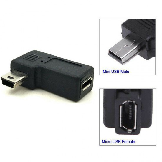 90 degree angled MINI USB male to MICRO USB female Data connector Adapter