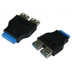 20 Pin Motherboard Port Header USB 3.0 Female to 2 x USB 3.0 female Adapter