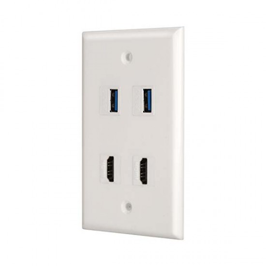 2 USB3.0 + 2 HDMI Port Component Composite Wall Face Plate Panel 2 USB3.0 + 2 HDMI Port Component Composite Wall Face Plate Panel