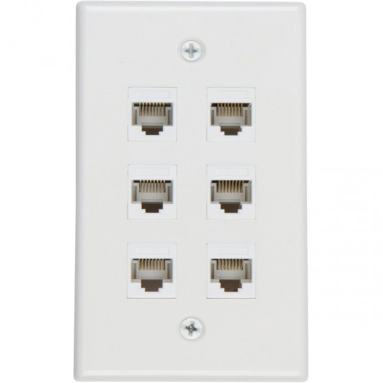 Ethernet Wall Plate 6 Port Cat6 Ethernet Cable Wall Plate Adapter