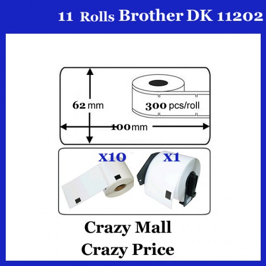 10+1 DK11202 DK 11202 Thermal Labels For Brother QL500 QL 560 570 580N 1060N ETC