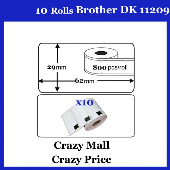 10x DK11209 DK 11209 Thermal Labels For Brother QL500 QL 560 570 580N 1060N ETC