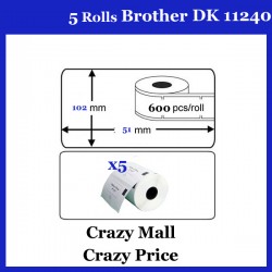 5x DK11240 DK 11240 Thermal Labels For Brother QL500 QL 560 570 580N 1060N ETC