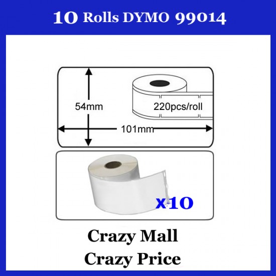 10x 99014 Label for DYMO Themal printer LabelWriter 54mm x 101mm 220 labels