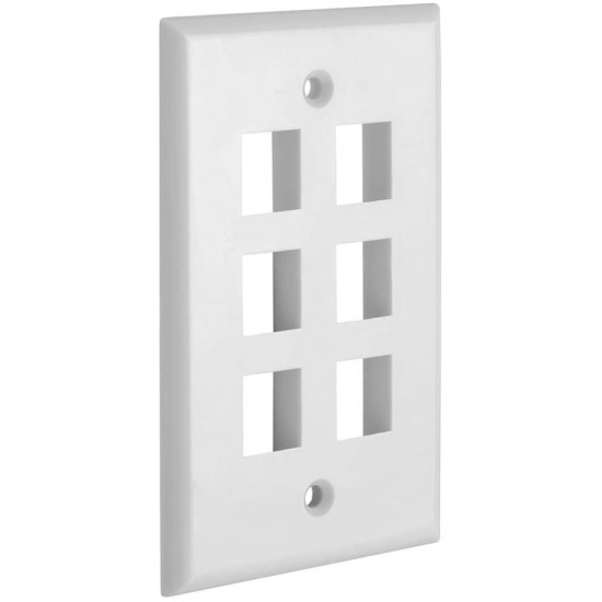 6 Port QuickPort outlet Wall Plate face plate, six Gang White