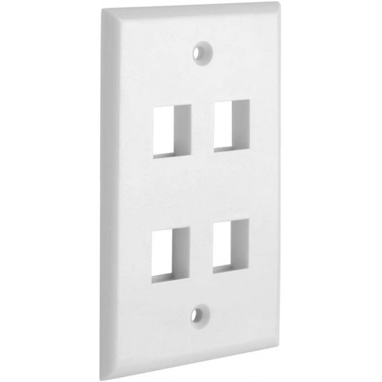 4 Port QuickPort outlet Wall Plate face plate, four Gang White