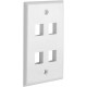 4 Port QuickPort outlet Wall Plate face plate, four Gang White