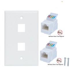 2 Port Cat6  Ethernet Wall Plate Ethernet Cable Wall Plate Adapter