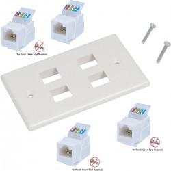 DIY Ethernet Wall Plate 4 Port Cat6 Ethernet Cable Wall Plate Adapter