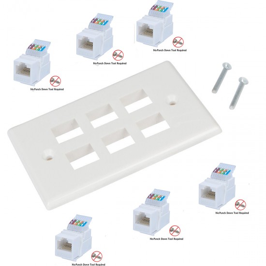 6 Port Cat6 Ethernet Ethernet Wall Plate Cable Wall Plate Adapter 6 Port Cat6 Ethernet Ethernet Wall Plate Cable Wall Plate Adapter