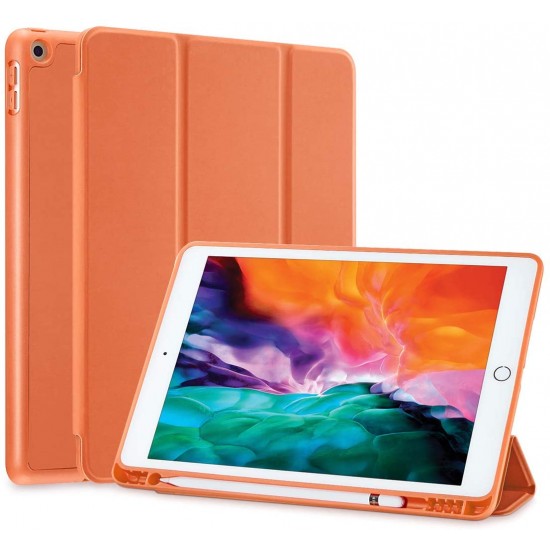 IPad 10.2 2019 7th Pencil Holder Slim Smart TPU Soft Case Orange