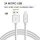 1M 3A Micro USB Cable - USB 2.0 A Male to Micro-USB B Male Power data Fast Cable