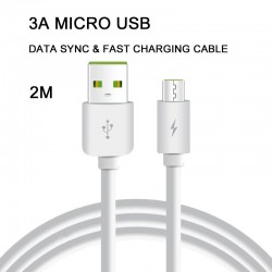 2M 3A Micro USB Cable - USB 2.0 A Male to Micro-USB B Male Power data Fast Cable