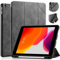 IPad 10.2 2019 7th Pencil Holder Slim Smart TPU PU leather Soft Edge Case Grey