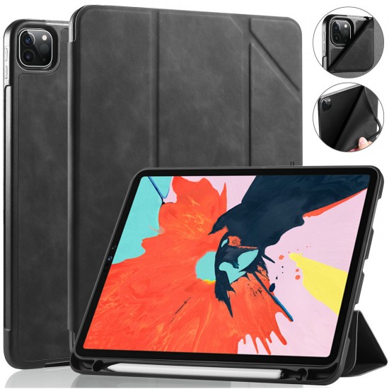 iPad Pro 11 Case 2020/2018 with Pencil Holder Protective Case Cover Soft TPU Black