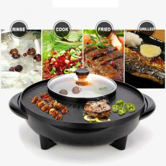 2 in 1 Non-stick Grill Oven Frying Cook Barbecue Teppanyaki BBQ Hot pot Pan 2 in 1 Non-stick Grill Oven Frying Cook Barbecue Teppanyaki BBQ Hot pot Pan