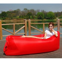 Inflatable Chair Portable Air Couch, Air Sofa Bag Lounge Red