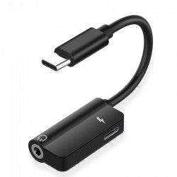 2-in-1 USB-C Type C male to 3.5 female PD Headphone Jack Adapter Charging