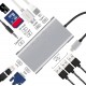 USB HUB C 10 in 1 Type C Adapter Dock 3 USB 3.0 Port 4K HDMI 1080P VGA RJ45 Ethernet USB HUB C 10 in 1 Type C Adapter Dock 3 USB 3.0 Port 4K HDMI 1080P VGA RJ45 Ethernet