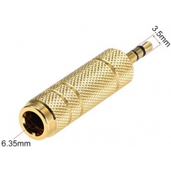3.5mm male to 6.35mm 1/4" STEREO Female Audio Adapter Converter Gold Plated