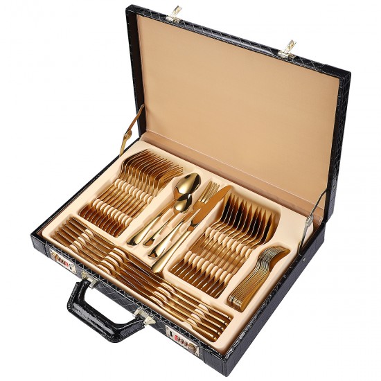 48-Piece Stainless Steel Gold Set, Knife Fork Spoon Flatware Set Cutlery Set, 12sets