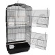 92cm Large Portable Wire Bird Cage Birdcage  Parrot Cage Wooden Stand Pole Feeding Cup Black