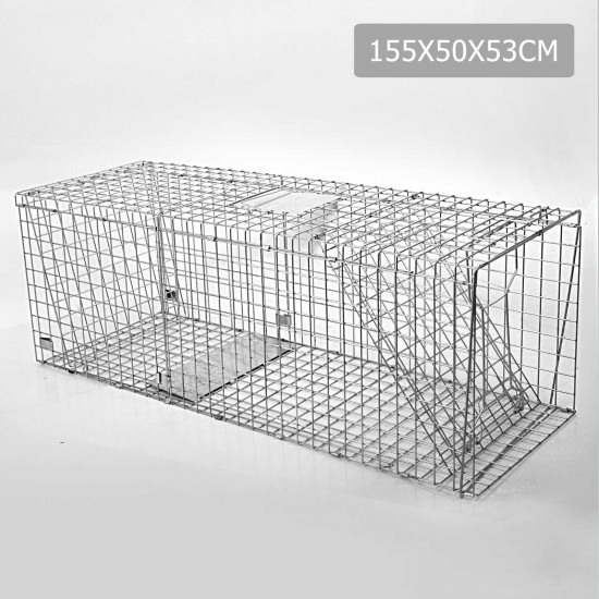 Humane Animal Trap Cage 150 x 50 x 53cm - Silver Humane Animal Trap Cage 150 x 50 x 53cm - Silver