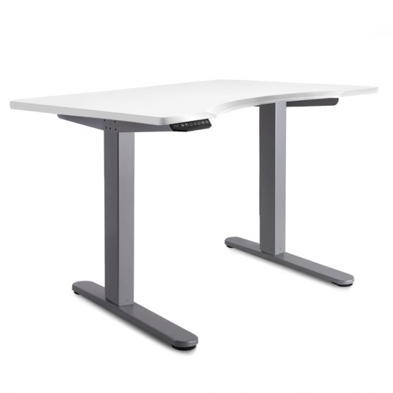 140cm Curved Adjustable Desk - White 140cm Curved Adjustable Desk - White