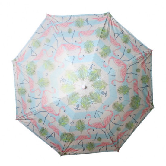 Beach Umbrella 180cm Vintage Flamingo Design Beach Umbrella 180cm Vintage Flamingo Design